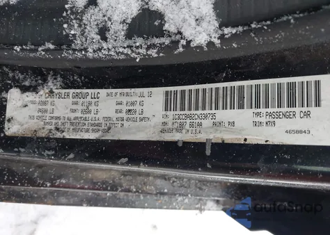 2012 Chrysler 200 Lx z USA, uszkodzony, nr VIN 1C3CCBAB2CN330735